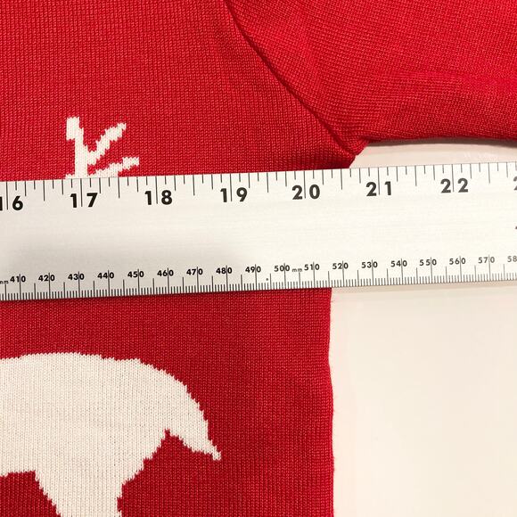 NWOT ICLOSAM Sweater XL Red White Reindeer Snowflake Fair Isle Long-Slv Cotton - Picture 6 of 8